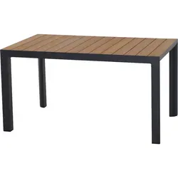 Siena Garden Silva Dining Tisch 140x90cm - Gartentisch in mattem Anthrazit mit Teak-Optik, ideal für elegante Outdoor-Esszimmer und besonders widerstandsfähig gegen Wetterbedingungen.