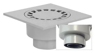 Haus- und Hofablauf 25 x 25 Abgang senkrecht DN 110 - Sonstiges Zubehör, robuster Hofablauf aus hochwertigem Kunststoff, ideal für effektive Entwässerung im Außenbereich.