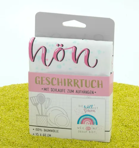 sheepworld Geschirrtuch Küchentuch mit Schlaufe Welt 100% Baumwolle