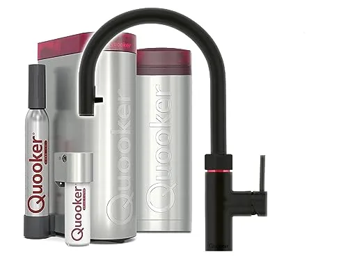 Quooker PRO3 & CUBE Flex BLK (Schwarz) - Kochendes Wasser sofort - Armaturen mit Cube-Filter für stets verfügbares, gekühltes sprudelndes und stilles Wasser. Energiesparend und sicher – die perfekte Lösung für Ihre Küche.