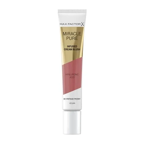 Produktbild Max Factor Miracle Pure Cream Blush, hautverbessernder Blush mit Hyaluronsäure und Squalan, der 24H feuchtigkeitsspendet, sowie eine vegane und hochpigmentierte Formel hat, Fb. 03 Vintage Peony
