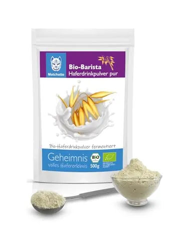 Matchatto | Haferdrink Pulver Barista | fermentierter Vollkorn-Haferdrink zum anrühren | ideal für Latte-Getränke | ohne Zuckerzusatz, vegan, natürlich & in DE produziert (Mittel, 500, gramm)