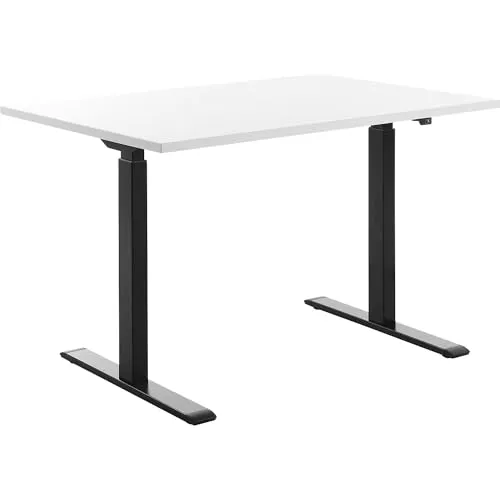 Topstar Schreibtisch E-Table - Elektrisch höhenverstellbar in Weiß/Schwarz - Kinderschreibtisch mit Elektroantrieb für individuelle Höhenanpassung, ideal für ergonomisches Arbeiten und Spielen, bis 100 kg belastbar.
