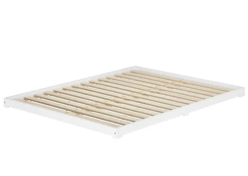ERST-HOLZ Bett Doppelbett Extra Flach 160 x 200 Massivholz Weiß - Massivholz-Doppelbett für Individualisten, extra niedrig für besseren Schlafkomfort. Ideal für Loft-Wohnungen und Japandy-Style. Wählbares Zubehör für optimale Anpassung.