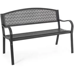 Gartenbank Lizette aus pulverbeschichtetem Metall – klassischer Stil in Anthrazit - Elegante Gartenbank für 1–2 Personen. Genießen Sie entspannte Momente im Freien mit langlebigem, pflegeleichtem Material und stabiler Konstruktion.