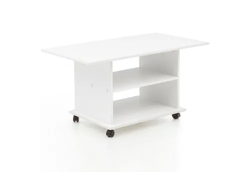 FINEBUY Couchtisch SuVa13578_1 - Weißer Sofatisch mit Rollen - Moderner Couchtisch (95x54,5 cm) mit praktischem Stauraum und drehbaren Rollen für müheloses Umstellen. Ideal für ein stilvolles Wohnzimmer!