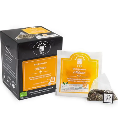 Bio Minze 15 x 1,5g, einzeln kuvertiert, Paulsen Tee Kräutertee im Pyramidenbeutel - Bio, rückstandskontrolliert & zertifiziert