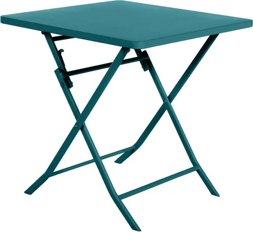 Hespéride Quadratischer klappbarer Gartentisch Greensboro Blaugrün - 2 Plätze - Esstische - Ideal für kleine Balkone oder Gartenbereiche, platzsparend und stilvoll mit einem modernen Design in Blaugrün.