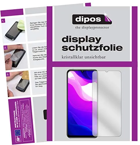 dipos I 2X Schutzfolie klar kompatibel mit Xiaomi Mi 10 Lite 5G Folie Displayschutzfolie (bewusst Kleiner als das Glas, da Dieses gewölbt ist)
