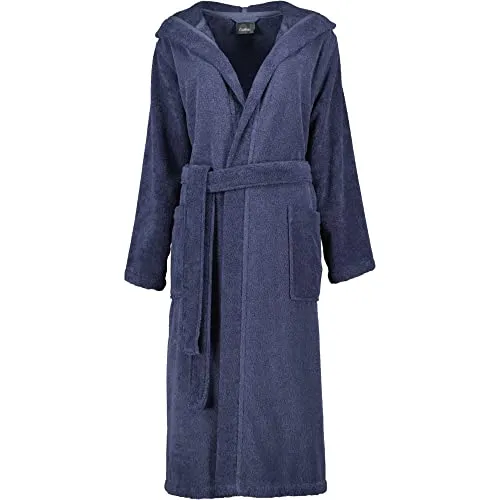 Cawö Home Damen Bademantel mit Kapuze Uni 827 blau - 17 XL - Bademantel für Damen in attraktivem Uni-Design, aus 100% Baumwolle, pflegeleicht und trocknergeeignet – ideal für Komfort und Stil.