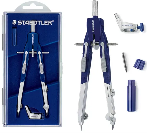 STAEDTLER Mars Comfort 552 01 Zirkel - Schnellverstellzirkel mit abknickbaren Schenkeln und auswechselbaren Nadeln, ideal für präzises Zeichnen bis 350 mm Durchmesser