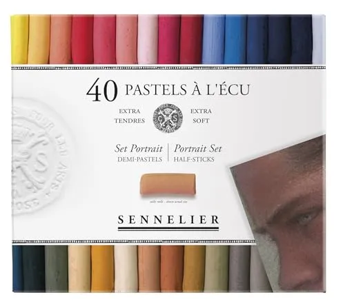 Sennelier Pastels Soft Half ST 40/PKG, Portrait, Einheitsgröße - Hochpigmentierte Pastellkreiden für lebendige Portraits. Das Set enthält 40 Halbsticks in verschiedenen Farben – ideal für kreative Kunstprojekte.