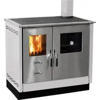 Firefix Küchenofen Maas Metall Weiß 8,3 kW - Küchenofen mit 8,3 kW Nennwärmeleistung und Scheibenspülung für klare Sicht auf die Flammen. Ideal für traditionelles Kochen mit Scheitholz und raumluftunabhängiger Nutzung.