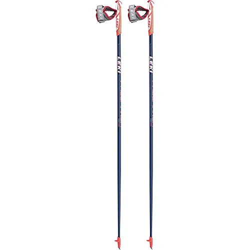 LEKI Pacemaker Nordic Walking Stock 100 - Dark Blue Metallic/White/Neon Red - Wanderstöcke mit Trigger Shark 2.0 für optimale Handhabung, leichtes Carbon-Composite und Power-Grip-Pad für perfekten Halt auf jedem Terrain.