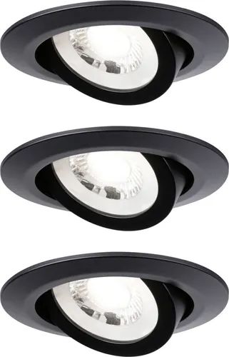 Paulmann LED Einbauleuchte 3er Set schwarz Ø 8,2 cm schwenkbar warmweiß