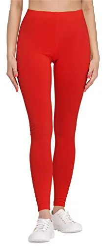 Bellivalini Leggings Damen aus Viskose Ganzjährig Bequeme Bekleidung Damen für tägliches Tragen oder Sport BLV50-147 (Rot, S)