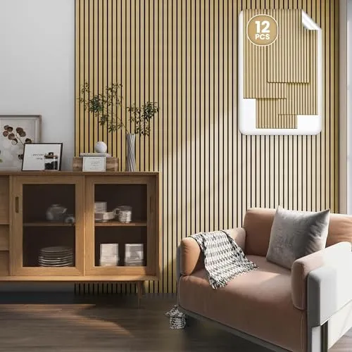 NEU.HOLZ Akustikpaneele Holz - Schallschutz in Eiche hell - Akustikelemente für effektive Schalldämmung, reduzieren Hall und schaffen eine ruhige, gemütliche Atmosphäre. Einfach zu installieren, individuell zuschneidbar und in skandinavischer Holzoptik.