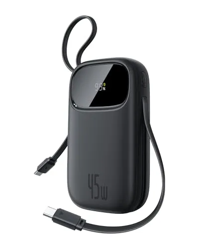 Baseus QPow3 Powerbank 45W 20000mAh mit USB-C Kabel - Externe Handyakkus mit 45W Schnellladefunktion, ideal für iPhone 16 Pro Max und Samsung Galaxy, mit großer Kapazität für stundenlanges Laden unterwegs.