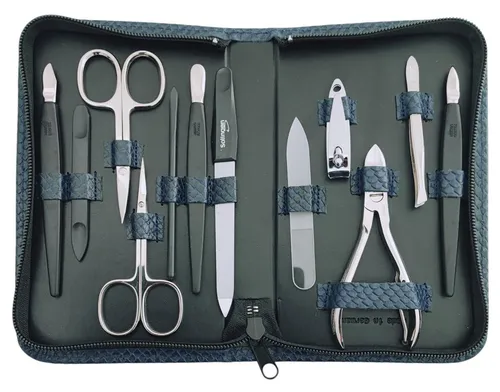 12-teiliges Maniküre Set aus Solingen mit Leder-Etui