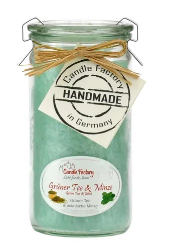 Duftkerze Grüner Tee & Minze, in pastellgrün, Candle Factory, Mini Jumbo