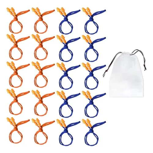 Paar Ohrstöpsel mit Kordel und 1 Aufbewahrungstasche, Ohrstöpsel zum Schwimmen, In-Ear-Gehörschutz, Ohrstöpsel mit Schlafgeräuschunterdrückung, wiederverwendbare Ohrstöpsel aus Silikon 20