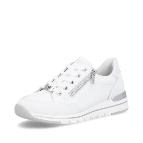 Remonte Damen Sneaker R6716 - Weiß - Größe 41 EU - Stylische Damen Sneaker aus Leder mit Reißverschluss und Schnürung für optimalen Komfort. Ideal für jeden Anlass, rutschfeste und leichte Sohle sorgt für ein angenehmes Tragegefühl.