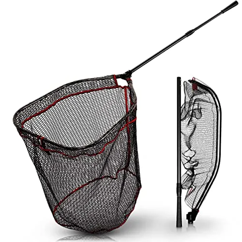 Paradox Fishing Angelkescher 1,7m - Gummierter Raubfischkescher - Teichpflege - Robuster Angelkescher mit gummiertem Netz für schonendes Landen von Raubfischen, ideal für Angler auf der Jagd nach Fang!