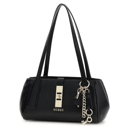 Guess Brooke Schultertasche 27 cm Schwarz TAS053866 - Elegante Schultertasche von Guess mit praktischem Reißverschlussfach und stilvollem Drehverschluss. Aus robustem, geschmeidigem Material gefertigt, bietet sie vielseitige Tragemöglichkeiten für jeden Anlass.