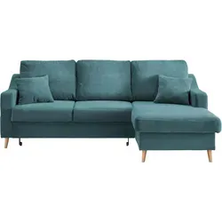 Ecksofa Valentina Cord ca. 228x150 cm Petrol in petrol von P & B