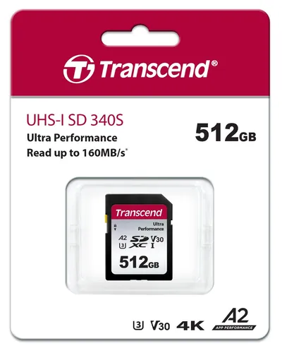 Transcend TS64GSDC340S SDXC-Karte 512GB - Speicherkarten für DSLR und Camcorder, ideal für 4K-Videoaufnahmen mit extremen Bedingungen standhalten, inklusive kostenloser Datenwiederherstellungssoftware.