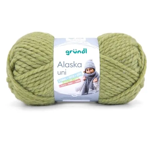 Gründl Alaska uni Wolle zum Stricken aus 80% Polyacryl, 20% Wolle, dicke Wolle 100 g, pistazie