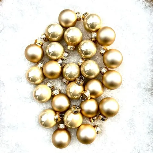 Kleine Baumkugeln aus Glas Ø 2 cm/2,5 cm/3 cm - Christbaumkugeln Baumschmuck Christbaumschmuck Weihnachtsbaumschmuck Weihnachtsbaumkugeln (Gold/Box, 25 mm (24 Stück))