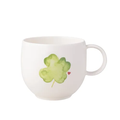 Villeroy & Boch With Love Henkelbecher Good Luck 290 ml - Thermobehälter mit fröhlichem Design, aus hochwertigem Premium Porcelain, mikrowellensicher und spülmaschinenfest – perfekt für Geschenke und besondere Anlässe.