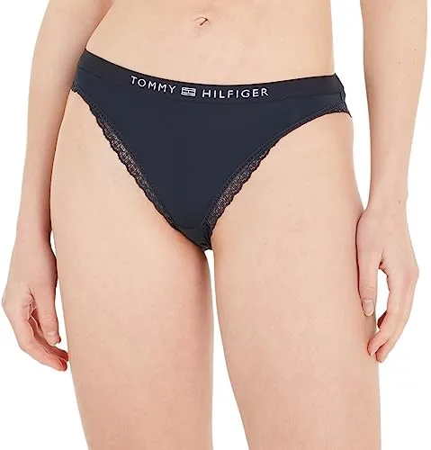 Tommy Hilfiger UW0UW04183 Höschen mit Spitzenbesatz - Funktionsunterwäsche aus Nylon, bietet eleganten Stil und ganztägigen Tragekomfort mit elastischem Sitz und tonaler Spitze.