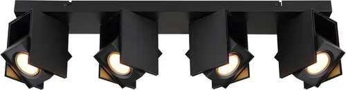 Moderne Deckenlampe 4 Flammig schwarz - Lampen – Stilvolle Deckenleuchte mit 4 verstellbaren GU10 Spots aus Metall, ideal zur individuellen Lichtgestaltung in Ihrem Wohnzimmer.