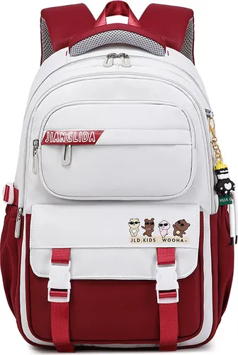 Schulrucksack für Teenager - Rucksack Herren Damen Umhängetasche, rot - VIELFÄLTIGER SCHULRUCKSACK: Mit 30x15x45 cm bietet der Rucksack Platz für Laptops bis 15,6 Zoll, Bücher und mehr. Aus wasserabweisendem Nylongewebe gefertigt, sorgt er für Langlebigkeit und Komfort auf Reisen.