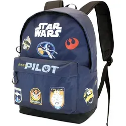 Star Wars Dark Blue Pilot Rucksack - Stylischer Schul- und Arbeitsrucksack mit geräumigem Design (43x30x18 cm) und speziellem Laptopfach, ideal für Schule, Arbeit und Abenteuer.