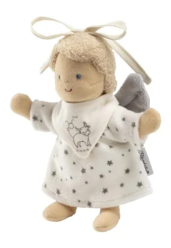 Sterntaler Spielpuppe zum Aufhängen, Schutzengel mit Halstuch, Motivdruck Sternzeichen Stier, Geschenk Idee für Jungen und Mädchen