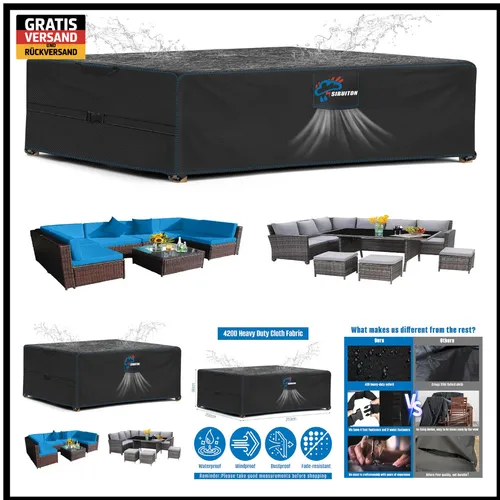 Wasserdichter Gartenmöbel-Schutz | Robuste Befestigung | 250x250x90cm
