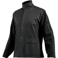 VEVOR Flammhemmende Schweißerjacke, Schwarz, Large - Arbeitsjacke aus strapazierfähigem Rindspaltleder und flammfester Baumwolle, bietet hohen Schutz und Komfort beim Schweißen. Ideal für Industriearbeiter, mit wasserdichten Ärmeln und durchdachtem Design für mehr Effizienz.
