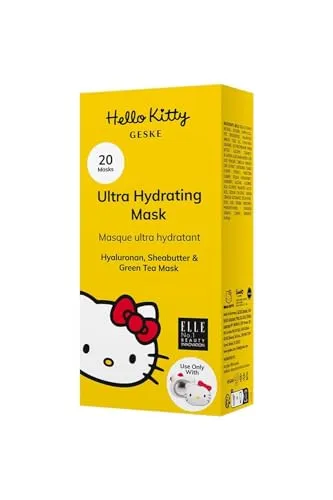 GESKE x Hello Kitty | Ultra Hydrating Mask | Einfach auftragen mit der Sonic Warm and Cool Mask | Pflegemaske mit Feuchtigkeit | Gesichtsmasken für Frauen und Männer | Vegane Formel ohne Tierversuche