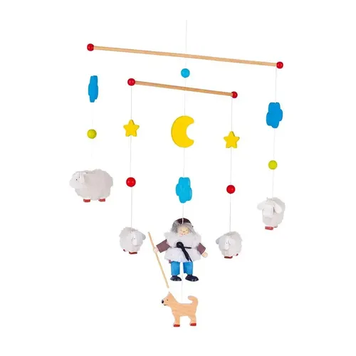 Mobile Schäfer und seine Schafherde