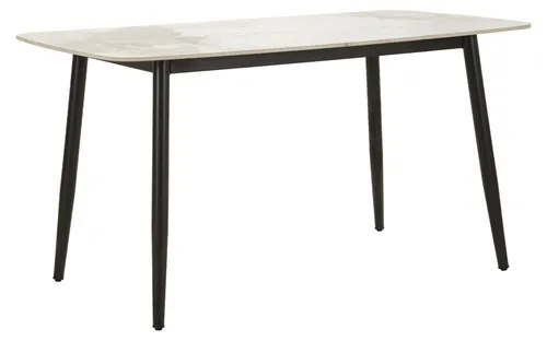 Esstisch Josh 78 x 138 x 76 cm – Eleganter Metall-Keramiktisch in Schwarz-Weiß