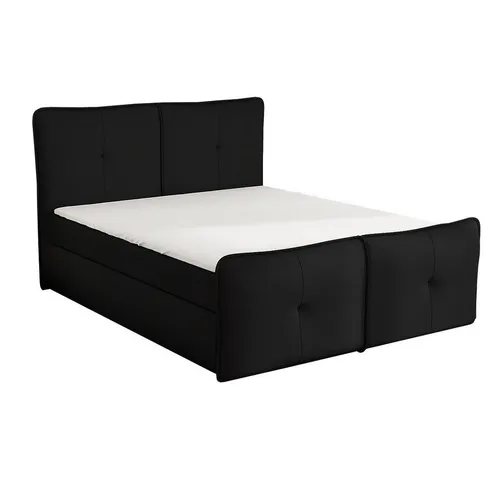 Boxspringbett HALL 120 x 200 mit 2 Bettkästen und Topper – Schwarz - Stilvolles Boxspringbett mit integrierter Bonellfederkernmatratze und praktischem Bettkasten. Ideal für jeden Raum – bietet hohen Komfort und vielseitige Farboptionen.
