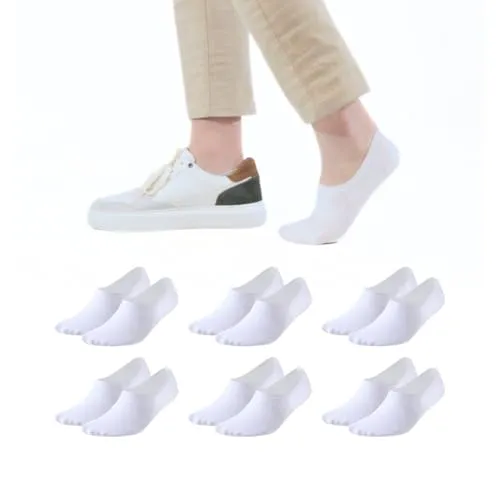 Balseti Unsichtbare Socken für Herren und Damen. Rutschfeste und Atmungsaktive Füßlinge für Mokassins und Loafer. Kurze, Elastische, Unisex-Socken, Antirutsch, Ideal für den Sommer. 6er-Pack