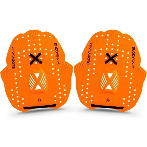 BUDDYSWIM Paddles Schwimmen für das Oberkörpertraining, für Rumpf, Rücken, Kern und Armkrafttraining. Paddel für Schwimmer mit Verstellbaren Riemen, Schwimmtrainingshilfe. Ideal Schwimmzubehör