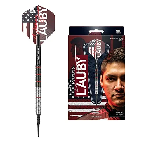 Target Darts Danny Lauby Generation 1 90% Tungsten Dart Set (18G), Weichspitzen Dartpfeile | Player Edition Darts mit Pixel Tips, Profi Dart Set, Elektronisches Weichspitzen Dart Sets