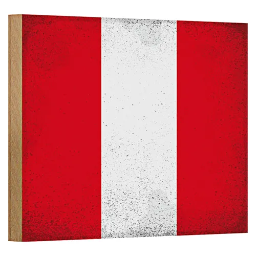 Holzschild Flagge Peru 18x12cm Flag of Peru Vintage