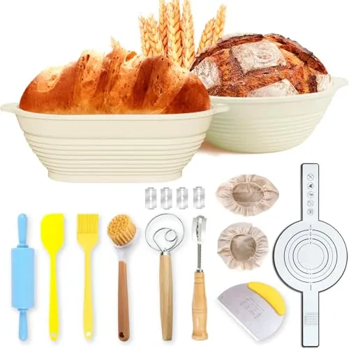 AIGOCITY 12 Stück Gärkorb Set, Silikon Brotbackzubehör - Umfassendes Set mit 9