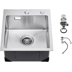 VEVOR Küchenspüle Einzelbecken Edelstahl 40x45x19cm - Küchenspülen & Spülbecken – Robuste Einbauspüle aus Edelstahl, ideal für moderne Küchen mit platzsparendem Design.